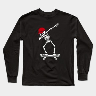 Dab dabbing skeleton skateboard skater Long Sleeve T-Shirt